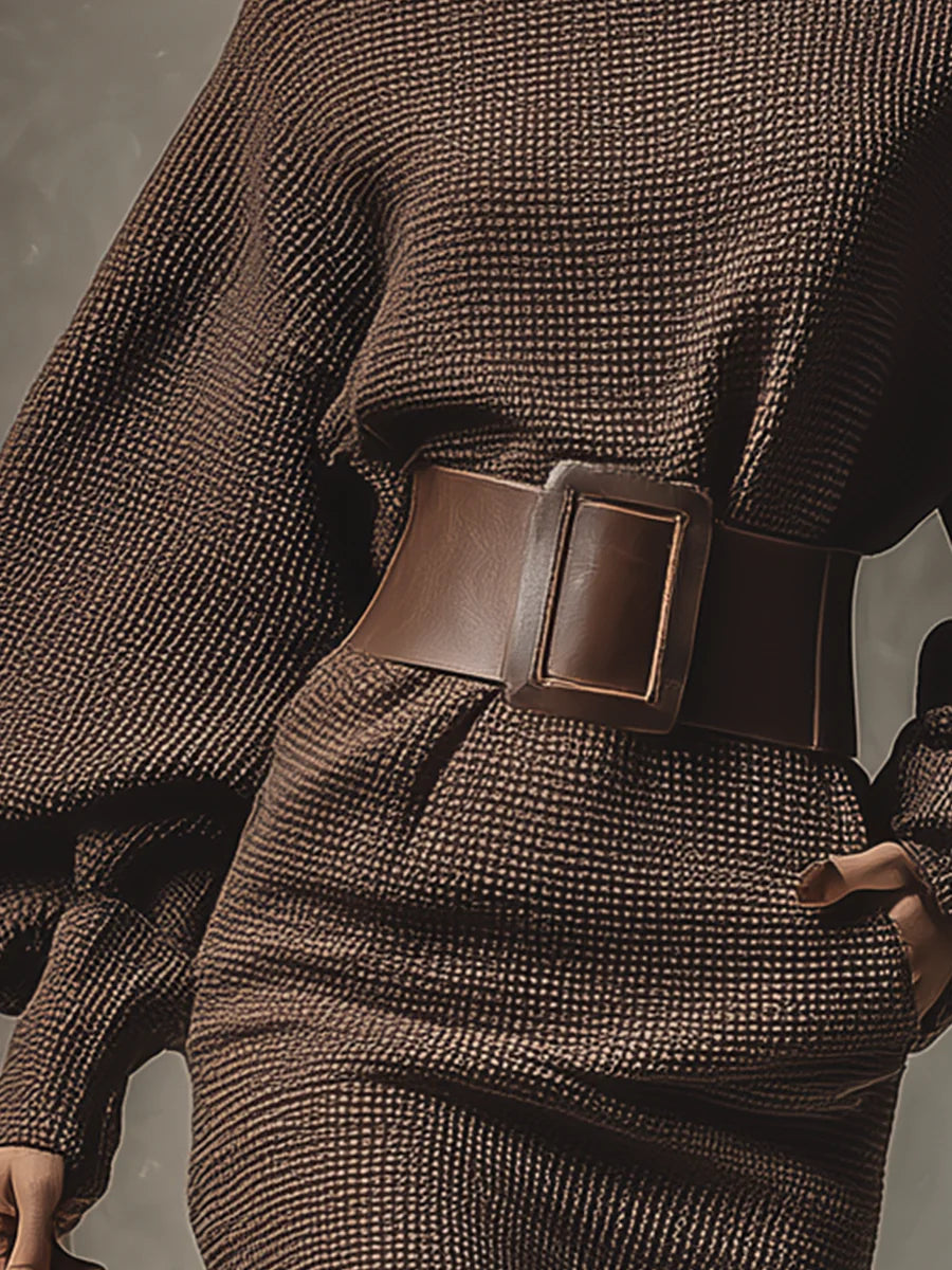 Cléa | Kort Klänning i Stickad Med Bälte